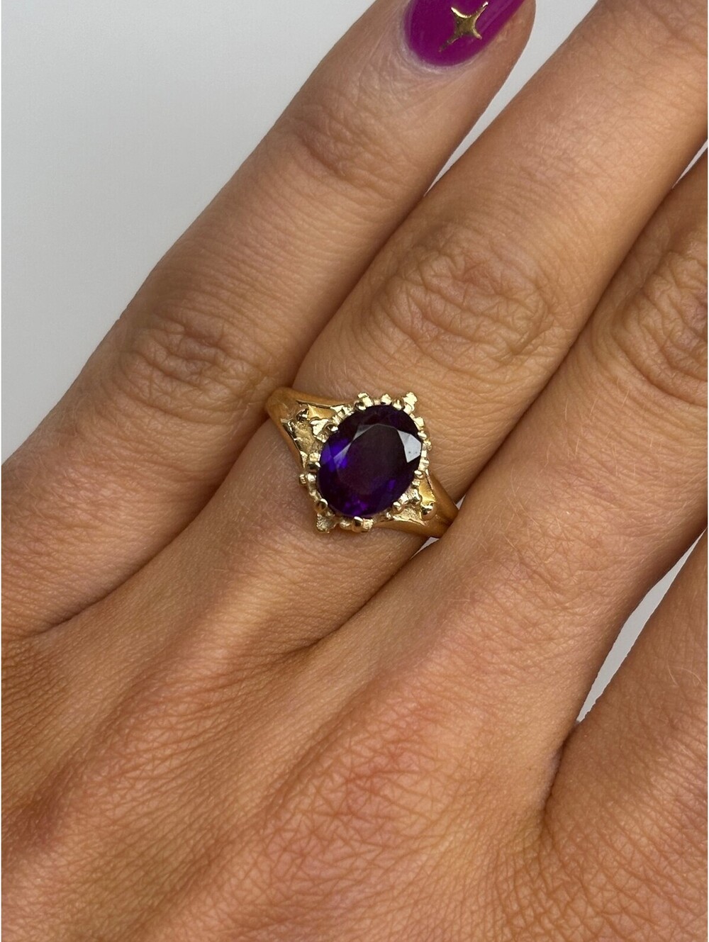 14k Yellow Gold Amethyst Ring